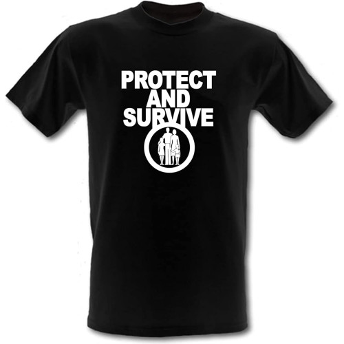 BANANATRIP Protect and Survive Government Nuclear Warning Retro Men's Black T-Shirt BANANATRIP Protect and Survive Government Nuclear Warning Retro Men's Black T-Shirt
