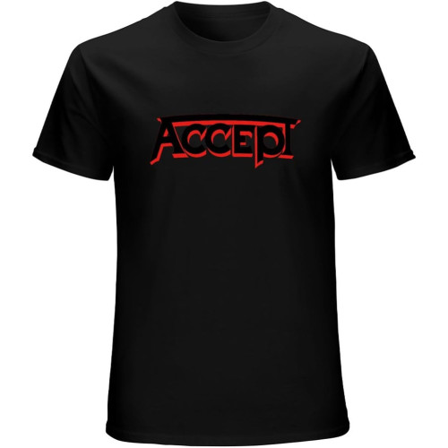 Rourunjie Accept Red Logo T Shirts for Men Black Rourunjie Accept Red Logo T Shirts for Men Black