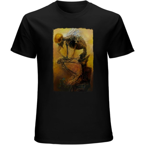 Skeleton Thinker Surreal Polish Art T-Shirt Black Skeleton Thinker Surreal Polish Art T-Shirt Black