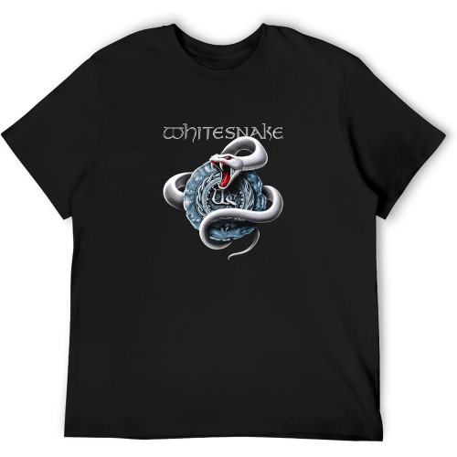 Whitesnake T-Shirt Mens Fashion Shirt Cotton Tee Shirts Short Sleeve Black Whitesnake T-Shirt Mens Fashion Shirt Cotton Tee Shirts Short Sleeve Black