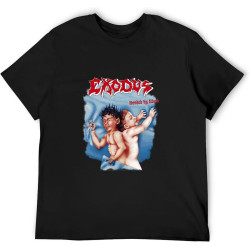 Rourunjie Fashion Men Summer T-Shirt Men Printed T-Shirt Exodus Men's Bonded by Blood T-Shirt Black