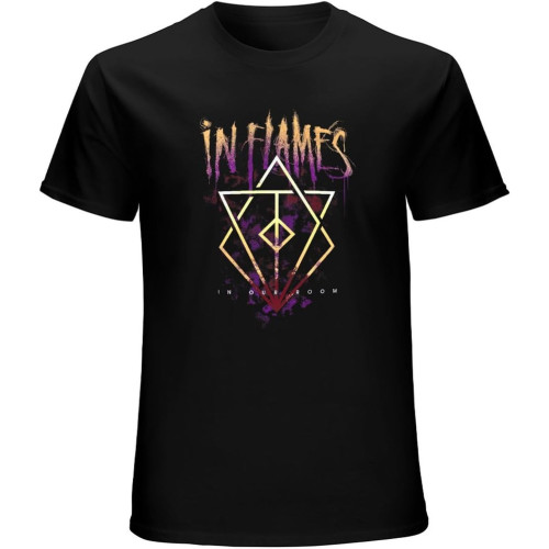 in Flames Band T-Shirt Graphic Mens Basic Black Unisex Cotton Casual Tee in Flames Band T-Shirt Graphic Mens Basic Black Unisex Cotton Casual Tee