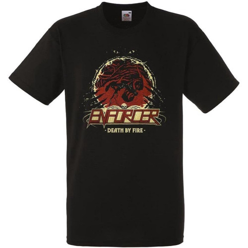 Enforcer Death by Fire T-Shirt Mens Black Tees Unisex XS Enforcer Death by Fire T-Shirt Mens Black Tees Unisex XS