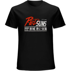 Initial D Redsuns T-Shirt Graphic Mens Basic Black Unisex Cotton Casual Tee
