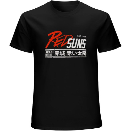 Initial D Redsuns T-Shirt Graphic Mens Basic Black Unisex Cotton Casual Tee