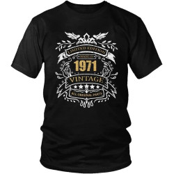 Vintage Male Limited Edition Made in 1971 T-Shirt Streetwear 50th Birthday Gift Tshirt Short Sleeve Cool T Shirt Cotton Tee Tops Black XS
