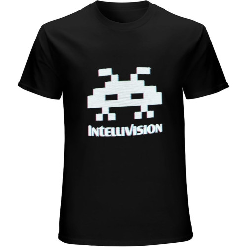 Intellivision Scanline Aline Logo T-Shirt Graphic Mens Basic Black Unisex Cotton Casual Tee