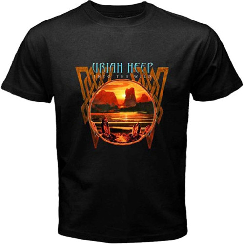 Uriah Heep Into The Wild Album Rock Band Men's Black T-Shirt Unisex Cotton Tee