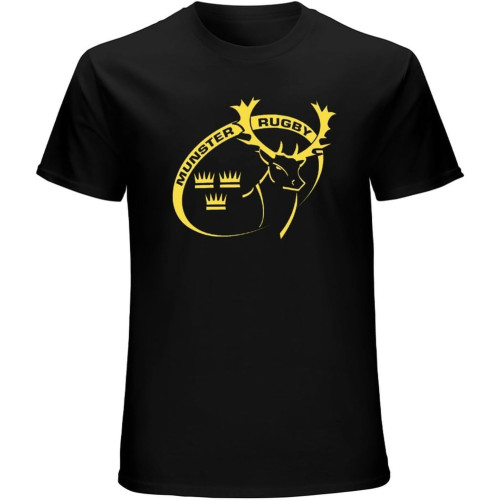 Munster Rugby Logo Men's Black T-Shirt Unisex Cotton Tee Munster Rugby Logo Men's Black T-Shirt Unisex Cotton Tee