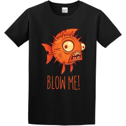 RUIBEITAO Men's Porcupine Blowfish Cartoon Blow Me John Schwegel Transparent T-Shirt
