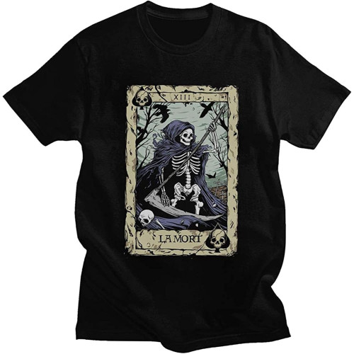 Streetwear Death Tarot T-Shirt Men Short Sleeve Major Arcana Halloween Spooky Skeleton Creepy Tee Shirt Cotton Harajuku T-Shirt Streetwear Death Tarot T-Shirt Men Short Sleeve Major Arcana Halloween Spooky Skeleton Creepy Tee Shirt Cotton Harajuku T-Shirt