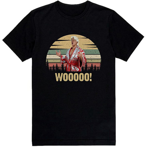 RUIBEITAO Rick Flair World Wrestling Entertainment Vintage T-Shirt Printed Men Black Graphic Tee