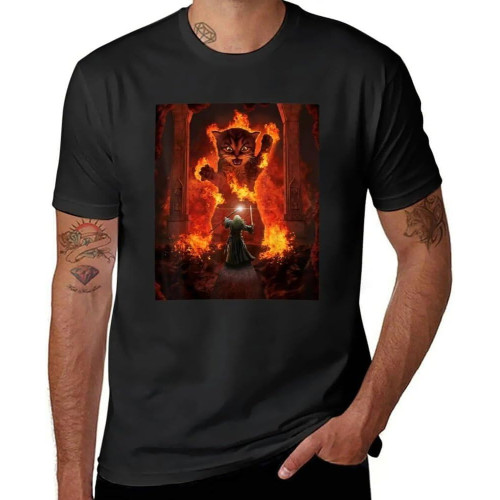 Balrog cat T-Shirt Short Sleeve tee Funny t Shirt Men's Long Sleeve t Shirts Black