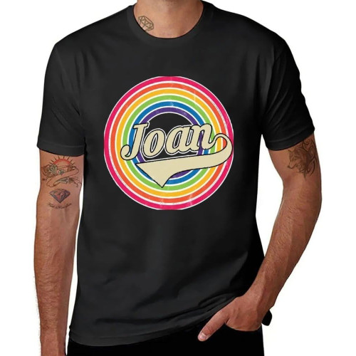 Joan Retro Rainbow Fadedstyle Joan T-Shirt Cute Tops Man Clothes Men's t-Shirts Black Joan Retro Rainbow Fadedstyle Joan T-Shirt Cute Tops Man Clothes Men's t-Shirts Black