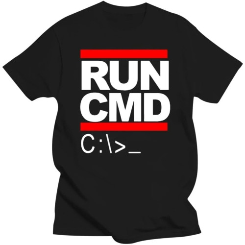 TinANTMA Run CMD Computer Programmer T Shirts Funny Birthday Gift for Man Boyfriend HusShort Sleeve Cotton T-Shirt Geek Nerd Black