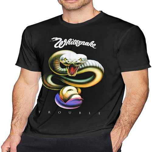 sonvsee Whitesnake Men's Short Sleeves Casual T-Shirt Black