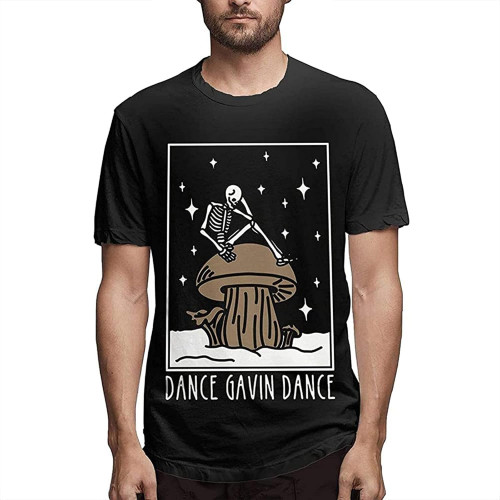 sonvsee Dance Gavin Dance Men's Comfortable Short Sleeve Shirts Crew Neck Personality Fashion T-Shirt Black