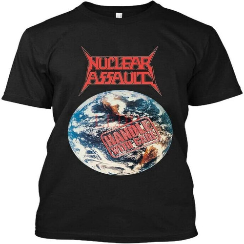 sonvsee Nuclear Assault-Handle with Care- Thrash Metal-Anthrax T Shirt Black