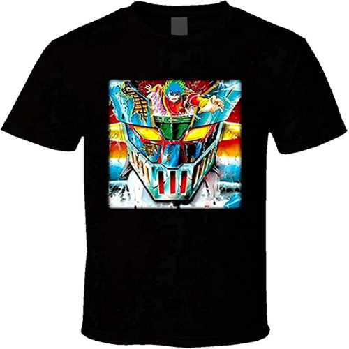 sonvsee Mazinger Z Men's Short Sleeve Cotton T-Shirt Black sonvsee Mazinger Z Men's Short Sleeve Cotton T-Shirt Black