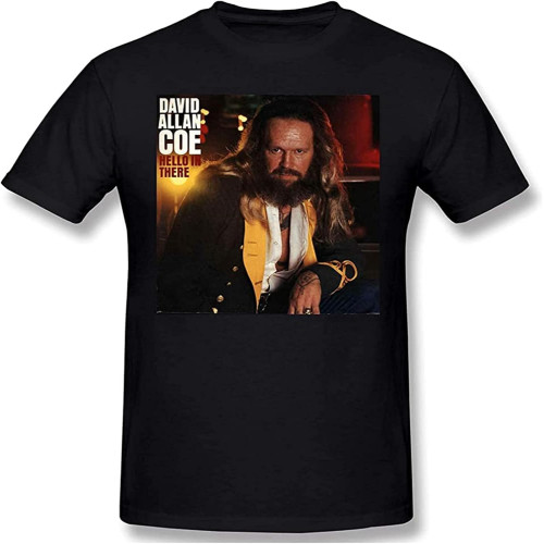 David Allen Coe Mens Basic Cotton Short Sleeve Graphic Novelty T-Shirt Fashion Tee Tops Black
