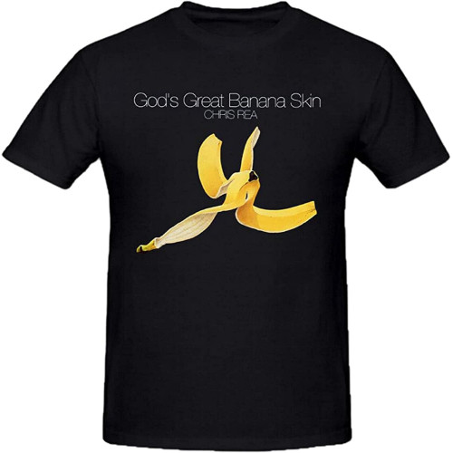 sonvsee Chris Rea Gods Great Banana Skin Graphic T Shirts for Men Crew Neck Black