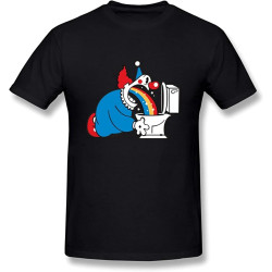 MUZHILIN Men's Creative Clown Vomit Rainbows T Shirt Black MUZHILIN Men's Creative Clown Vomit Rainbows T Shirt Black