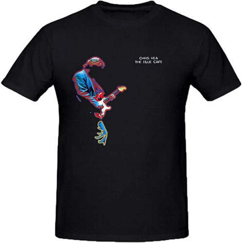 MUZHILIN Chris Rea The Blue Cafe Shirts 100 Cotton Men Round Neck Black