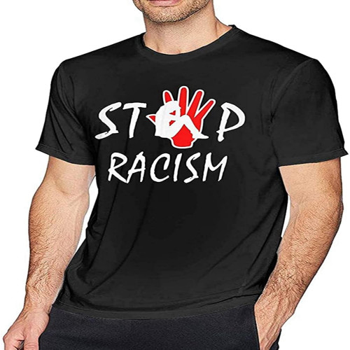 MUZHILIN Stop Racism T Shirt Men's Fashion Cotton Round Neck Short Sleeve TeesTop Sweatshirt Short Sleeve Black MUZHILIN Stop Racism T Shirt Men's Fashion Cotton Round Neck Short Sleeve TeesTop Sweatshirt Short Sleeve Black