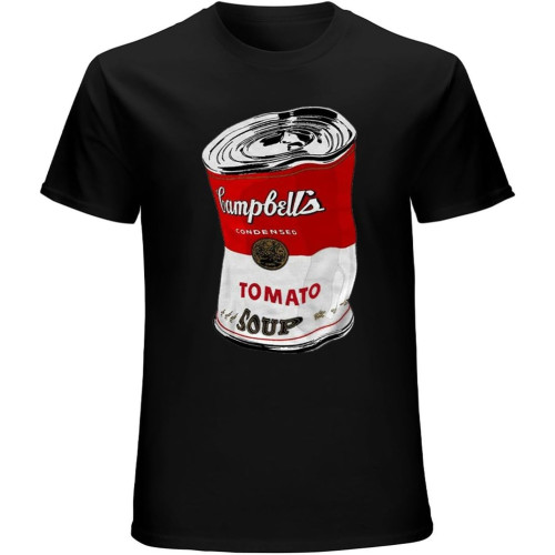 MUZHILIN T-Shirt Child Andy Warhol Campbell's Crumpled Red Pop Art.Top Sweatshirt Short Sleeve Black
