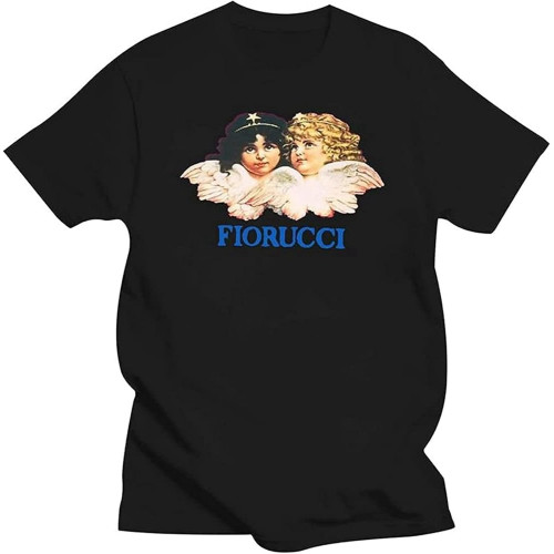 MUZHILIN Quant Fiorucci Angels T Shirt 2021 Cotton T-Shirt Men Round Neck Short-Sleeved Casual T-Shirt Top Sweatshirt Short Sleeve Black