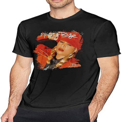 Mens 100% Cotton Tee Print with Mary J Blige My Life Weekends TopsTop Sweatshirt Short Sleeve Black