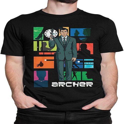 Agent Archer T Shirt Damen Kurzarm, Cartoon Tee, Agent Archer T Shirt Damen Kurzarm, Cartoon Tee,