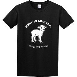 MUZHILIN Funny Meat is Murder T-Shirt Graphic Printed Tee Shirt Mens T ShirtTop Sweatshirt Short Sleeve Black