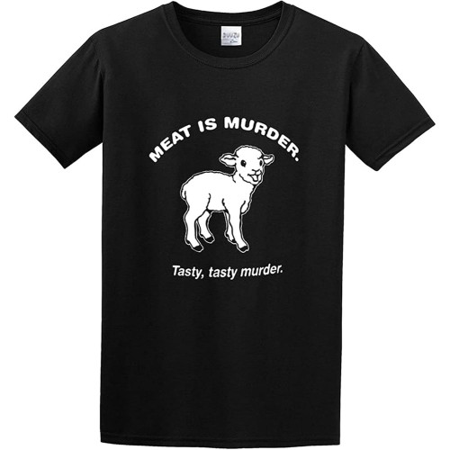 MUZHILIN Funny Meat is Murder T-Shirt Graphic Printed Tee Shirt Mens T ShirtTop Sweatshirt Short Sleeve Black