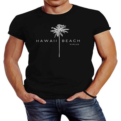 Mens T Shirt Hawaii Beach Palm Tree Slim Fit Neverless &Reg;Top Sweatshirt Short Sleeve Black Mens T Shirt Hawaii Beach Palm Tree Slim Fit Neverless &Reg;Top Sweatshirt Short Sleeve Black