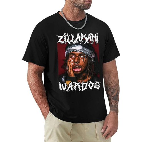 MUZHILIN Zillakami T-Shirt Oversized t Shirt Sweat Shirt Plain t Shirts Mentop Sweatshirt Short Sleeve Black