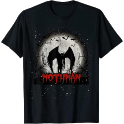 MUZHILIN Limited Dark Moon with Bats and Mothman Folklore Tee T-Shirt Top Sweatshirt Short Sleeve Black MUZHILIN Limited Dark Moon with Bats and Mothman Folklore Tee T-Shirt Top Sweatshirt Short Sleeve Black