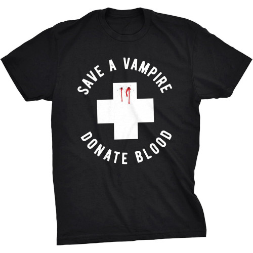 Men's Save A Vampire Donate Blood Tshirt Funny Sarcastic Halloween Night Tee for T-Shirt BalckTop Sweatshirt Short Sleeve Black