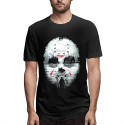 J-Ason Vo-Orh-Ees Men's Round Neck T-Shirt Short Sleeve Top Pure Cotton T-Shirt PulloverTop Sweatshirt Short Sleeve Black