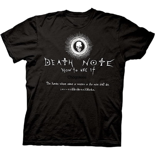 Death Note How to Use It Mens T-Shirt M Short Sleeve Cotton Cause Tee ShirtsTop Sweatshirt Short Sleeve Black