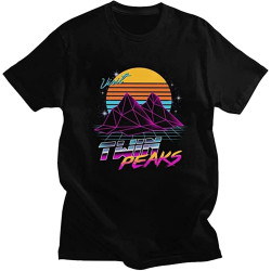 MUZHILIN Rad Twin Peaks Mens Cotton TshirtTop Sweatshirt Short Sleeve Black MUZHILIN Rad Twin Peaks Mens Cotton TshirtTop Sweatshirt Short Sleeve Black