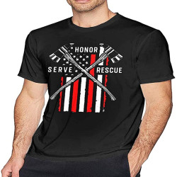 Honor Serve Rescue Men's Basic Outdoor Casual Custom Short Sleeve T-Shirt Cotton TeeTop Sweatshirt Short Sleeve Black