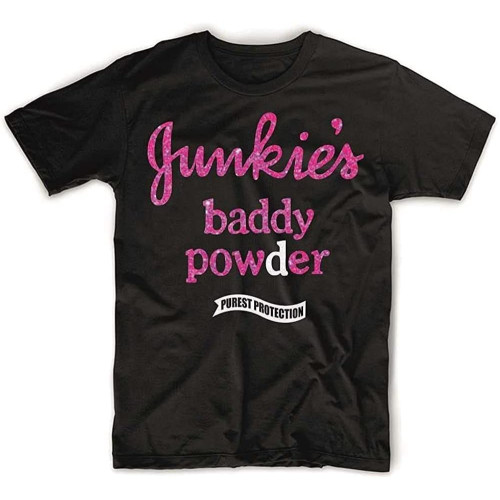 WSVSW Junkie’s Baddy Powder Mark Owen Inspired T Shirt with Glitter Print Couture Men's