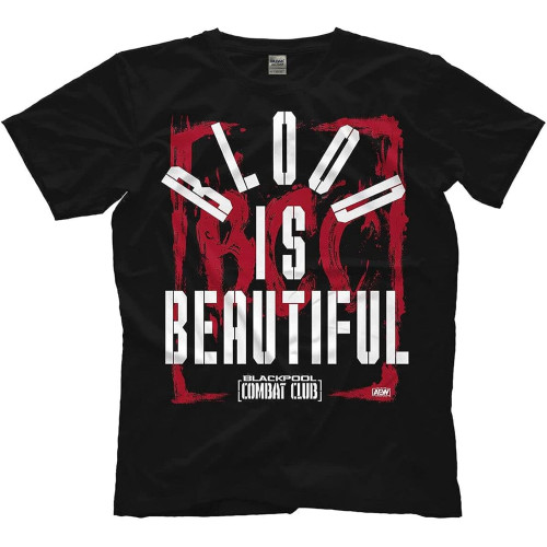 Official AEW - All Elite Blackpool Combat Club Blood is Beautiful T-Shirt Black L