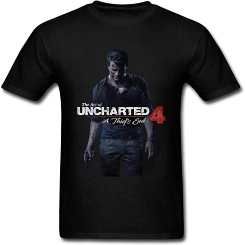 Opand Uncharted 4 A Thief's End Game Mens T-Shirt Graphic Unisex Black Tee Opand Uncharted 4 A Thief's End Game Mens T-Shirt Graphic Unisex Black Tee