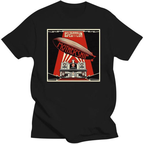 Popular Led Zepelin Mothership Men Black T-Shirt Pure Cotton Short Sleeves Popular Led Zepelin Mothership Men Black T-Shirt Pure Cotton Short Sleeves