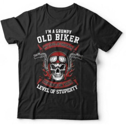 KIINMY I'm A Grumpy Old Biker Tshirt Unisex Funny Motorcyclist Motorbike Fathers Day BlackOne Size