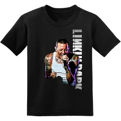KIINMY Rare! Chester Bennington T Shirt Short Sleeve Cotton Size S-4XL U911 BlackXXX-Large
