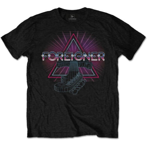 KIINMY Foreigner Unisex T-Shirt Neon Guitar BlackOne Size KIINMY Foreigner Unisex T-Shirt Neon Guitar BlackOne Size