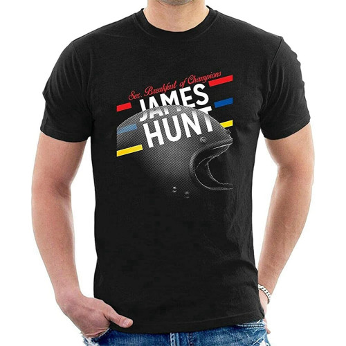 Men's Summer T-Shirt Inspiration Graphic Design James Hunt Helmet T-Shirt Sex. Breakfast of Champions for Men and Women